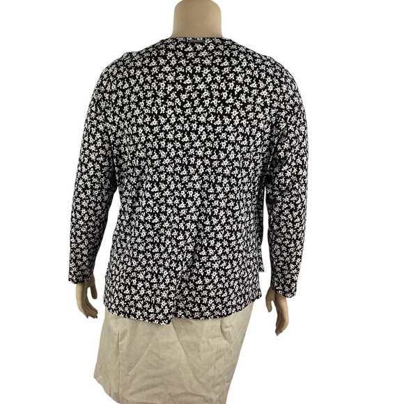 MICHAEL Michael Kors Floral Surplice Faux Wrap Top Black White 2X - Picture 5 of 7
